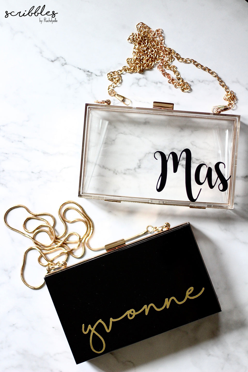 Personalised Box Clutch - Scribbles by Rachdyelle