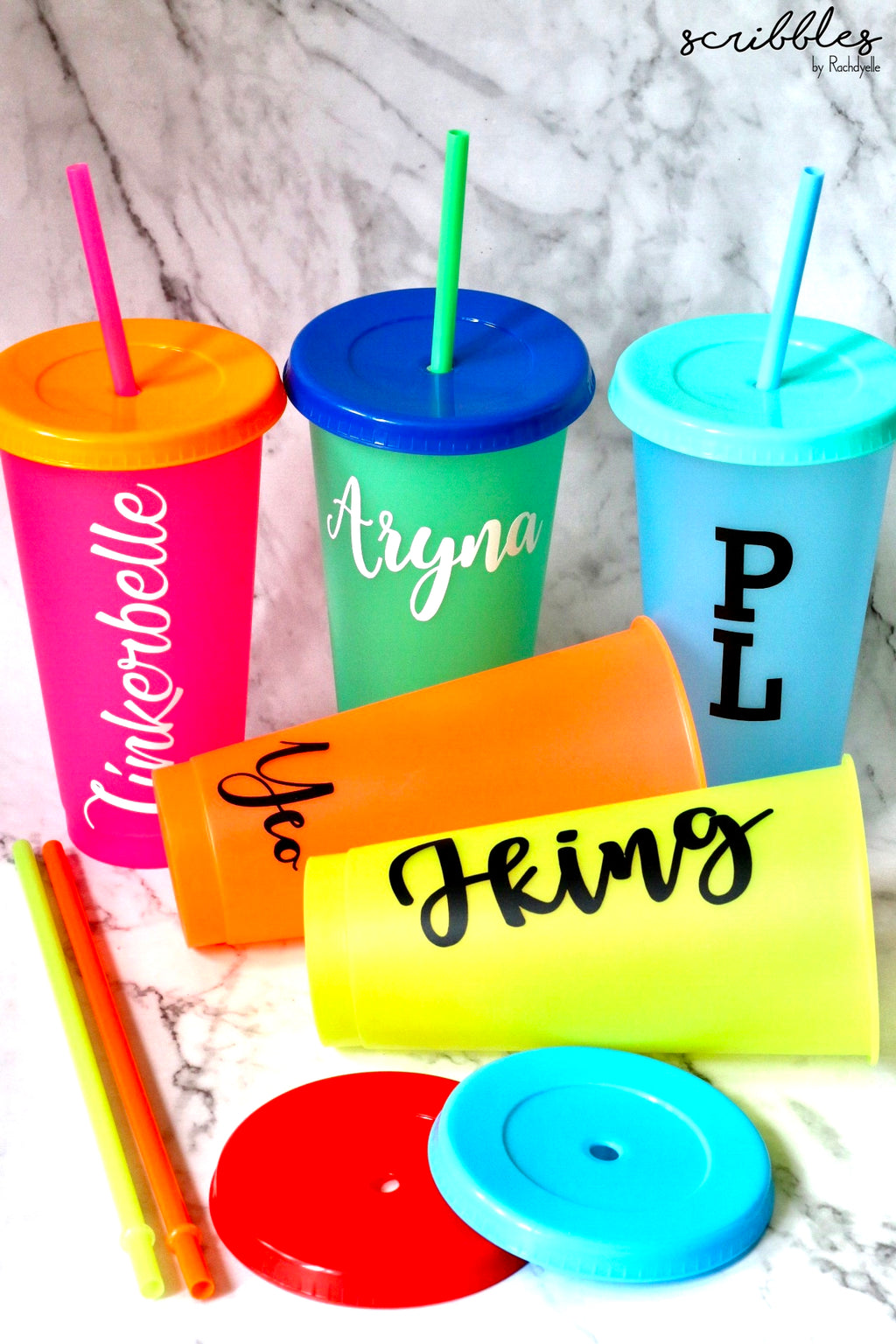 Personalised Chameleon Cups - Color Changing Cups [Set of 5 Cups] - Scribbles by Rachdyelle