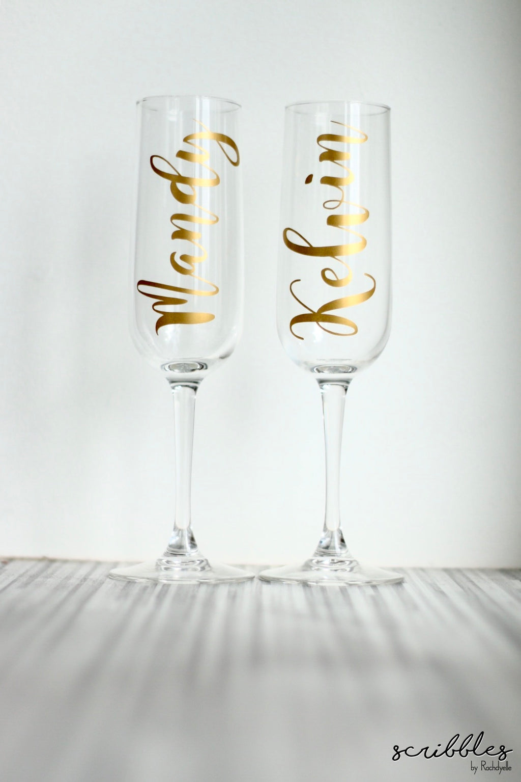 Personalised Champagne Glass - Scribbles by Rachdyelle