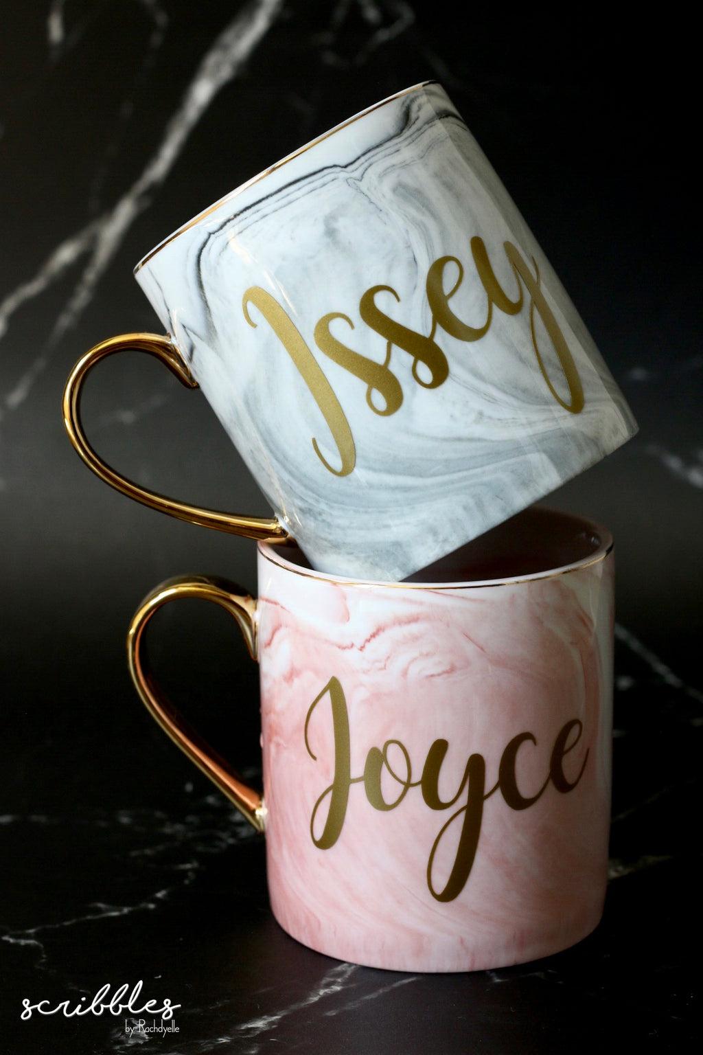 Personalised Dainty Marble Mug - Scribbles by Rachdyelle