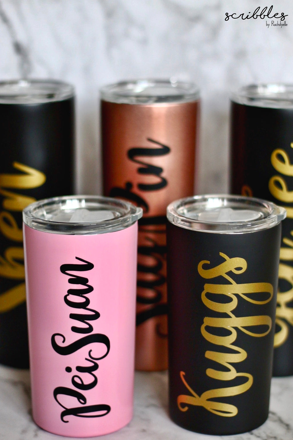 Personalised Mini Sleek Tumbler - Scribbles by Rachdyelle