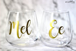 Personalised Stemless Wine Glass - Scribbles by Rachdyelle